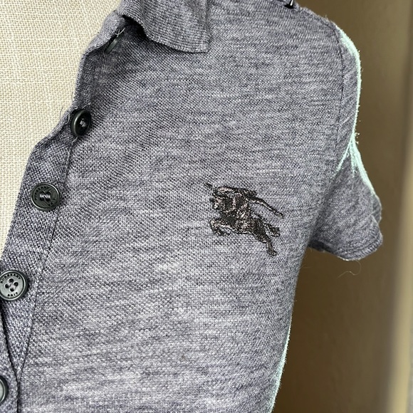 Burberry Brit Gray Short Sleeve Polo with Shoulder Strap Hardware, xs - Picture 7 of 16